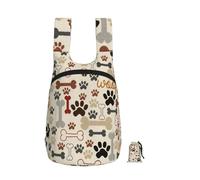 YWPCOIUYB Dog Paws And Bones, Foldable Storage Backpack Unisex Sackpack Sport Gym Bag Casual Daypack
