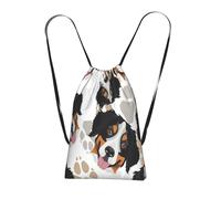 YWPCOIUYB Dog Paws Bernese Mountain Dog, Drawstring Sackpack Unisex String Bag Sport Gym Bag Casual Daypack Foldable Drawstring Backpack