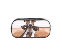YWPCOIUYB Dogs Jack Russell Terrier Animals, Transparent Pencil Case Portable PVC Pen Pouch Stationery Bag for School Office