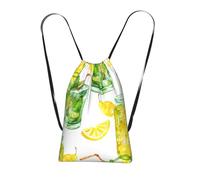 YWPCOIUYB Drink Cocktail Lemon Ice, Drawstring Sackpack Unisex String Bag Sport Gym Bag Casual Daypack Foldable Drawstring Backpack