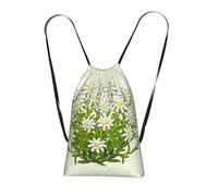 YWPCOIUYB Edelweiss Swiss Mountain Flowers, Drawstring Sackpack Unisex String Bag Sport Gym Bag Casual Daypack Foldable Drawstring Backpack