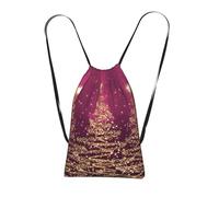YWPCOIUYB Elegant Christmas Sparkling Trees Pink Purple, Drawstring Sackpack Unisex String Bag Sport Gym Bag Casual Daypack Foldable Drawstring Backpack