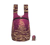 YWPCOIUYB Elegant Christmas Sparkling Trees Pink Purple, Foldable Storage Backpack Unisex Sackpack Sport Gym Bag Casual Daypack