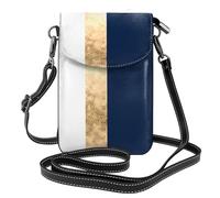 YWPCOIUYB Elegant Faux Gold Navy Blue White Stripes Accent, Small Crossbody Bags, Cell Phone Purses For Women - PU Leather Cellphone Wallet With Credit Card Slots
