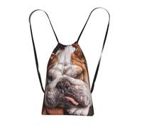 YWPCOIUYB English BullDogs Muzzle Pets Sleeping Dogs, Drawstring Sackpack Unisex String Bag Sport Gym Bag Casual Daypack Foldable Drawstring Backpack