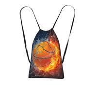 YWPCOIUYB Fire And Ice Basketball, Drawstring Sackpack Unisex String Bag Sport Gym Bag Casual Daypack Foldable Drawstring Backpack