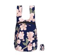 YWPCOIUYB Floral Cherry Flower Sakura Navy Blue, Foldable Storage Backpack Unisex Sackpack Sport Gym Bag Casual Daypack
