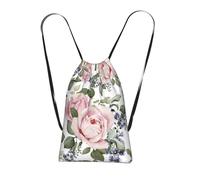 YWPCOIUYB Flourishing Pink Rose, Drawstring Sackpack Unisex String Bag Sport Gym Bag Casual Daypack Foldable Drawstring Backpack