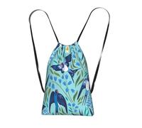 YWPCOIUYB Flying Swallows Spring Flowers, Drawstring Sackpack Unisex String Bag Sport Gym Bag Casual Daypack Foldable Drawstring Backpack