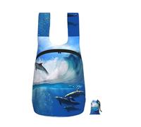 YWPCOIUYB Four Dolphins In The Sea Of Whales, Foldable Storage Backpack Unisex Sackpack Sport Gym Bag Casual Daypack
