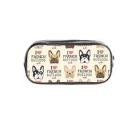 YWPCOIUYB French Bulldog Seamless Pattern in Vintage Style, Transparent Pencil Case Portable PVC Pen Pouch Stationery Bag for School Office