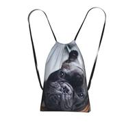 YWPCOIUYB French BullDogs Mall Black Dogs Pets, Drawstring Sackpack Unisex String Bag Sport Gym Bag Casual Daypack Foldable Drawstring Backpack