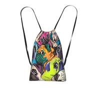 YWPCOIUYB Funny Cartoon Pug Dog, Drawstring Sackpack Unisex String Bag Sport Gym Bag Casual Daypack Foldable Drawstring Backpack