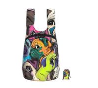 YWPCOIUYB Funny Cartoon Pug Dog, Foldable Storage Backpack Unisex Sackpack Sport Gym Bag Casual Daypack