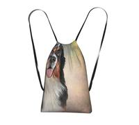 YWPCOIUYB Funny Dog Breed Bernese Mountain Dog Portrait, Drawstring Sackpack Unisex String Bag Sport Gym Bag Casual Daypack Foldable Drawstring Backpack