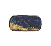 YWPCOIUYB Gold White Marble Wave Navy Blue, Transparent Pencil Case Portable PVC Pen Pouch Stationery Bag for School Office