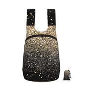 YWPCOIUYB Golden Glitter Black Gold Dots, Foldable Storage Backpack Unisex Sackpack Sport Gym Bag Casual Daypack