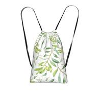 YWPCOIUYB Green Watercolor Olive Branch Pattern, Drawstring Sackpack Unisex String Bag Sport Gym Bag Casual Daypack Foldable Drawstring Backpack