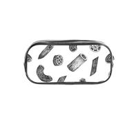 YWPCOIUYB Hand Drawn Pasta, Transparent Pencil Case Portable PVC Pen Pouch Stationery Bag for School Office