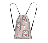 YWPCOIUYB Hedgehog With Heart Love, Drawstring Sackpack Unisex String Bag Sport Gym Bag Casual Daypack Foldable Drawstring Backpack