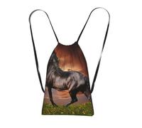 YWPCOIUYB Horse Running On The Grassland, Drawstring Sackpack Unisex String Bag Sport Gym Bag Casual Daypack Foldable Drawstring Backpack