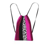 YWPCOIUYB Hot Pink Leopard And Zebra Animal Print, Drawstring Sackpack Unisex String Bag Sport Gym Bag Casual Daypack Foldable Drawstring Backpack