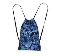 YWPCOIUYB Killer Whales Orcas Sea, Drawstring Sackpack Unisex String Bag Sport Gym Bag Casual Daypack Foldable Drawstring Backpack