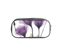 YWPCOIUYB Lavender Purple Hope Flowers, Transparent Pencil Case Portable PVC Pen Pouch Stationery Bag for School Office