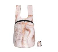 YWPCOIUYB Liquid Abstract Marble With Rose Gold Glitter Splatter Texture, Foldable Storage Backpack Unisex Sackpack Sport Gym Bag Casual Daypack