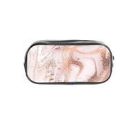 YWPCOIUYB Liquid Abstract Marble with Rose Gold Glitter Splatter Texture, Transparent Pencil Case Portable PVC Pen Pouch Stationery Bag for School Office