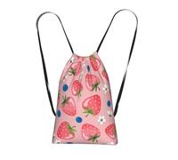 YWPCOIUYB Lovely Pink Strawberry, Drawstring Sackpack Unisex String Bag Sport Gym Bag Casual Daypack Foldable Drawstring Backpack