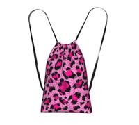 YWPCOIUYB Luxury Pink Leopard Beauty Fashion, Drawstring Sackpack Unisex String Bag Sport Gym Bag Casual Daypack Foldable Drawstring Backpack