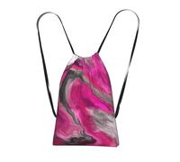 YWPCOIUYB Magenta Black Grey Jewel Tone Fluid Art Swirl, Drawstring Sackpack Unisex String Bag Sport Gym Bag Casual Daypack Foldable Drawstring Backpack