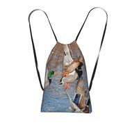 YWPCOIUYB Mallards Duck Hunting Mallard Ducks, Drawstring Sackpack Unisex String Bag Sport Gym Bag Casual Daypack Foldable Drawstring Backpack