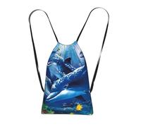YWPCOIUYB Marine Life Blue Sea World Coral Dolphin, Drawstring Sackpack Unisex String Bag Sport Gym Bag Casual Daypack Foldable Drawstring Backpack