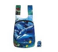 YWPCOIUYB Marine Life Blue Sea World Coral Dolphin, Foldable Storage Backpack Unisex Sackpack Sport Gym Bag Casual Daypack