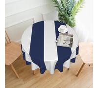 YWPCOIUYB Midnight Blue And White Striped, Round Tablecloth Waterproof Dust-Proof Tabletop Wrinkle Resistant Table Cover - 60 in