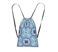 YWPCOIUYB Moroccan Portuguese Style Classic Tiles, Drawstring Sackpack Unisex String Bag Sport Gym Bag Casual Daypack Foldable Drawstring Backpack