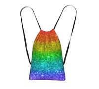 YWPCOIUYB Multicolor Rainbow Glitter, Drawstring Sackpack Unisex String Bag Sport Gym Bag Casual Daypack Foldable Drawstring Backpack