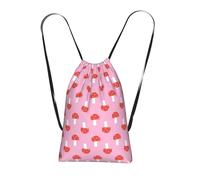 YWPCOIUYB Mushrooms Pink Red, Drawstring Sackpack Unisex String Bag Sport Gym Bag Casual Daypack Foldable Drawstring Backpack