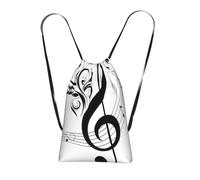 YWPCOIUYB Music Treble Clef And Note Artistic, Drawstring Sackpack Unisex String Bag Sport Gym Bag Casual Daypack Foldable Drawstring Backpack