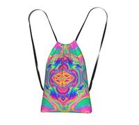 YWPCOIUYB Neon Rainbow Colorful Tie Dye, Drawstring Sackpack Unisex String Bag Sport Gym Bag Casual Daypack Foldable Drawstring Backpack
