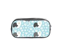 YWPCOIUYB Old English Sheepdog Background with Hand Drawn Paws Cute Cartoon, Transparent Pencil Case Portable PVC Pen Pouch Stationery Bag for School Office