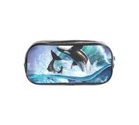 YWPCOIUYB Orca Killer Whales Wave, Transparent Pencil Case Portable PVC Pen Pouch Stationery Bag for School Office