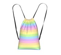 YWPCOIUYB Pastel Rainbow Striped, Drawstring Sackpack Unisex String Bag Sport Gym Bag Casual Daypack Foldable Drawstring Backpack