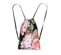 YWPCOIUYB Peony Flowers Rose Printing, Drawstring Sackpack Unisex String Bag Sport Gym Bag Casual Daypack Foldable Drawstring Backpack