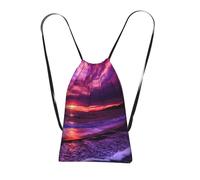 YWPCOIUYB Pink Beach Sunset Printed, Drawstring Sackpack Unisex String Bag Sport Gym Bag Casual Daypack Foldable Drawstring Backpack