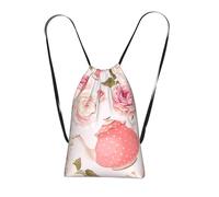 YWPCOIUYB Pink Teapot Printed, Drawstring Sackpack Unisex String Bag Sport Gym Bag Casual Daypack Foldable Drawstring Backpack