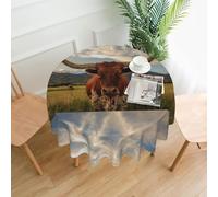 YWPCOIUYB Print Cow Animal, Round Tablecloth Waterproof Dust-Proof Tabletop Wrinkle Resistant Table Cover - 60 in