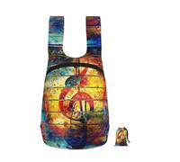 YWPCOIUYB Print Music Note Colorful Wooden, Foldable Storage Backpack Unisex Sackpack Sport Gym Bag Casual Daypack